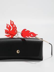Hombres Gafas de moda sin marco con diseño de fuego - Rojo - Ver 2