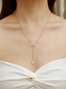 星星和字母墜飾Y字項鍊