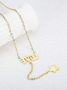 星星和字母墜飾Y字項鍊