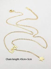 星星和字母墜飾Y字項鍊