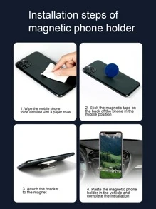 1pc Magnetic Car Phone Holder - Black - View 5