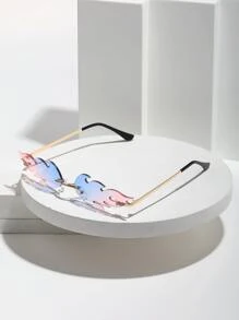 Hombres Gafas de moda sin marco de lentes de fuego - Multicolor - Ver 1