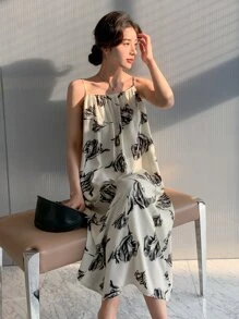 DAZY Allover Floral Print Cami Dress Sundress,Casual Women Dresses - Black and White - View 6