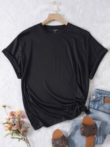 SHEIN LUNE Plus Mona Lisa Print Tee - Black - View 2