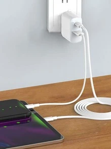 1 pieza 35W cabeza cargador rápido puerto doble - Blanco - Ver 2