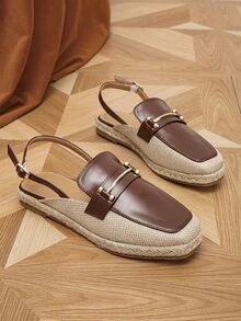 Metal Decor Espadrille Slingback Flats - Multicolor - View 2