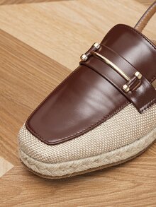 Metal Decor Espadrille Slingback Flats - Multicolor - View 7