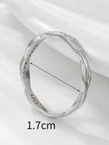 Cubic Zirconia Decor Silver Wedding Band For Women Bridal Wedding Fine Jewelry Engagement - Silver - View 3