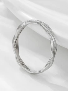 Cubic Zirconia Decor Silver Wedding Band For Women Bridal Wedding Fine Jewelry Engagement - Silver - View 4