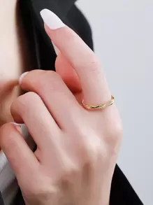 方晶鋯石裝飾銀婚戒適合女士新娘婚禮精細首飾類 - 金色 - 查看 6