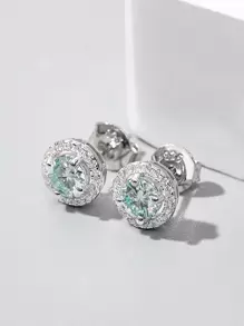 Bông tai trang trí bằng bạc Moissanite do phòng thí nghiệm tạo ra - Bạc - Xem 2