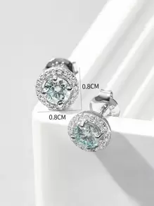 Bông tai trang trí bằng bạc Moissanite do phòng thí nghiệm tạo ra - Bạc - Xem 3