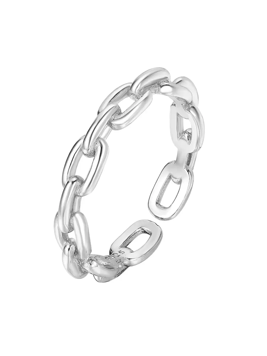 ELSEDES Chain Design Silver Cuff Ring - Silver - View 1
