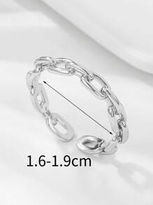 ELSEDES Chain Design Silver Cuff Ring - Silver - View 4