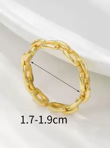 ELSEDES Chain Design Silver Cuff Ring - Yellow Gold - View 3