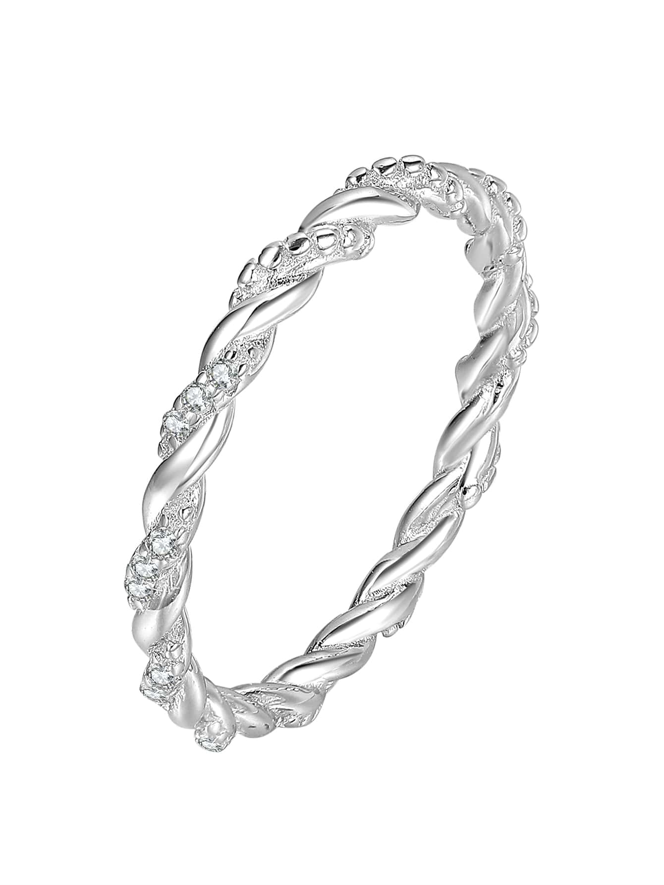 Nhẫn cưới bằng bạc trang trí bằng đá khối Zirconia - Bạc - Xem 1