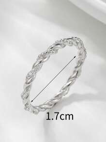 Nhẫn cưới bằng bạc trang trí bằng đá khối Zirconia - Bạc - Xem 4