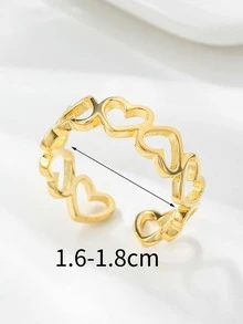 Anillo abierto con adorno de corazón plata - Amarillo Oro - Ver 3