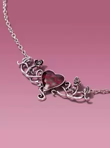 ROMWE Collar de cadena con adorno de corazón - Rojo - Ver 4