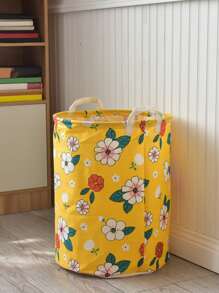 Flower Print Laundry Basket - Multicolor - View 1