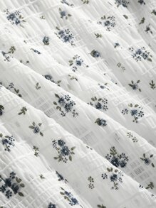 DAZY Áo cánh tay phồng họa tiết hoa nhỏ, trang phục giáo viên - trắng - Xem 3