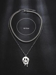 時尚流行男士表達魅力分層項鍊適合珠寶禮物和時尚外觀 - 復古銀色 - 查看 3