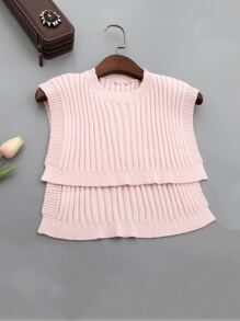 1pc Knitted Shawl Women's Multi-functional Scarf With Detachable Collar - Pink - View 1