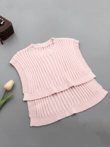 1pc Knitted Shawl Women's Multi-functional Scarf With Detachable Collar - Pink - View 2