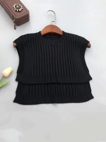 1pc Knitted Shawl Women's Multi-purpose Shawl And False Collar For Work - Black - View 1