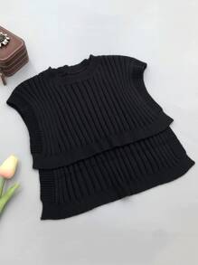 1pc Knitted Shawl Women's Multi-purpose Shawl And False Collar For Work - Black - View 2