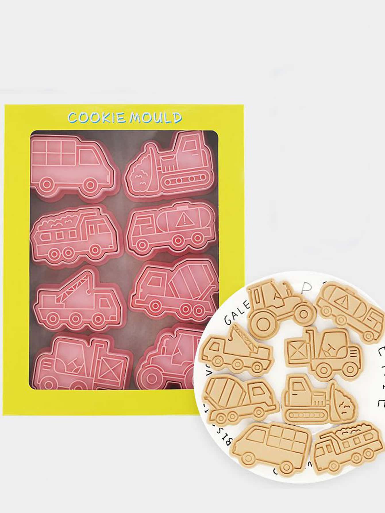 8pcs Car Design Cookie Stamp - Pink - View 1