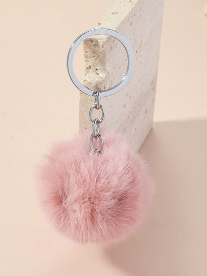 1 件男女通用纯色 Pom Pom 钥匙扣，可爱 Pom Pom 吊坠礼物，适合朋友和家人，包配件挂绳带身份证夹汽车配件包饰圣诞节