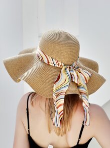 Striped Pattern Straw Hat