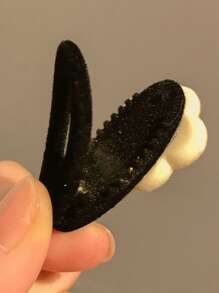 2 chiếc kẹp tóc cá sấu trang trí hoa dễ thương vương miện kẹp tóc kẹp tóc - Đen và trắng - Xem 2