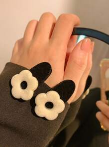 2 chiếc kẹp tóc cá sấu trang trí hoa dễ thương vương miện kẹp tóc kẹp tóc - Đen và trắng - Xem 5