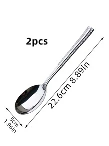 2 piezas Cuchara de acero inoxidable - Plateado - Ver 2