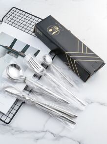 24pcs Stainless Steel Cutlery Set - Silver - View 3