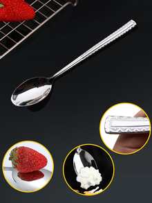 1pc Flower Design Stainless Steel Spoon - Silver - View 3