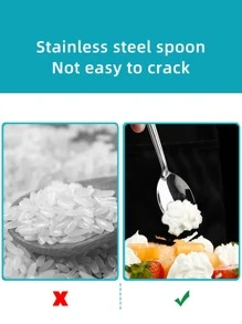 1pc Flower Design Stainless Steel Spoon - Silver - View 4