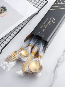 24pcs Stainless Steel Cutlery Set - Green - View 3