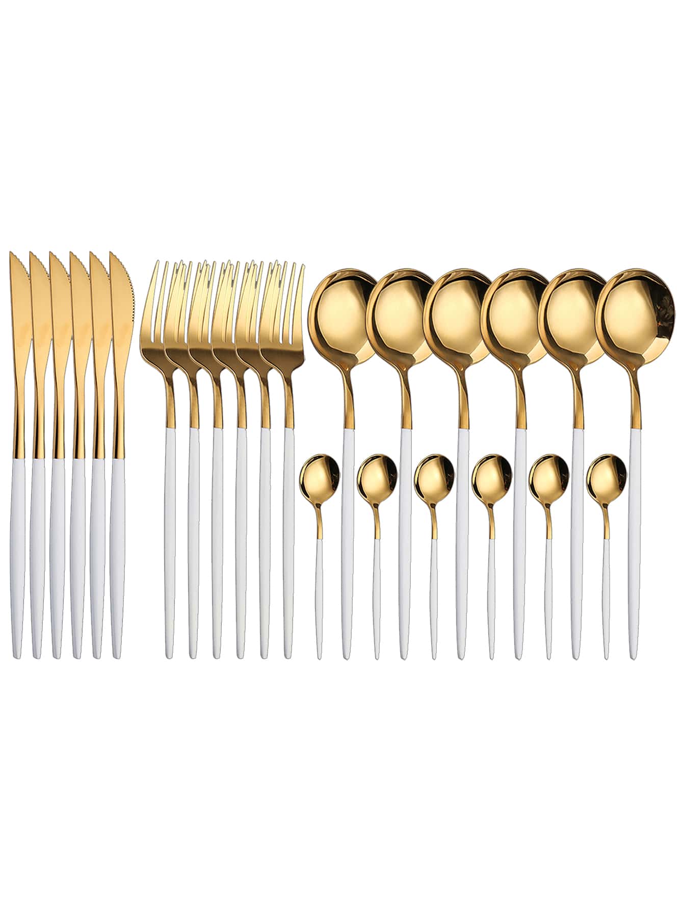 24 piezas Set cubiertos de acero inoxidable - Blanco - Ver 1