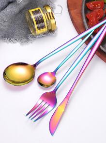 24 piezas/set cubiertos de acero inoxidable, cuchara de cubiertos portuguesa, juego de cubiertos occidental - Multicolor - Ver 3