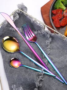 24 piezas/set cubiertos de acero inoxidable, cuchara de cubiertos portuguesa, juego de cubiertos occidental - Multicolor - Ver 4