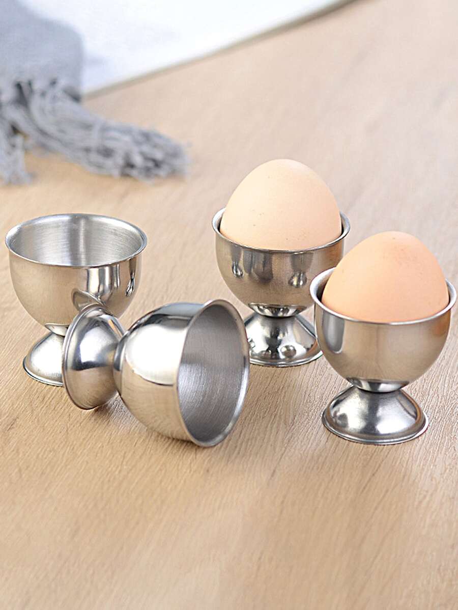 1pc Stainless Steel Egg Holder, Cute Silver Cup Shaped Egg Holder For Kitchen