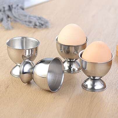 1 pezzo Portauovo in acciaio inossidabile uovo carino d'argento a forma di tazza per cucina