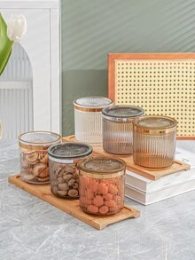 3pcs Plain Snack Jar & 1pc Tray Set - Multicolor - View 3