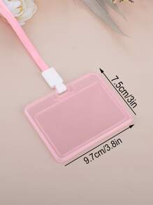 1pc Clear Card Cover With Lanyard - Pink - View 4