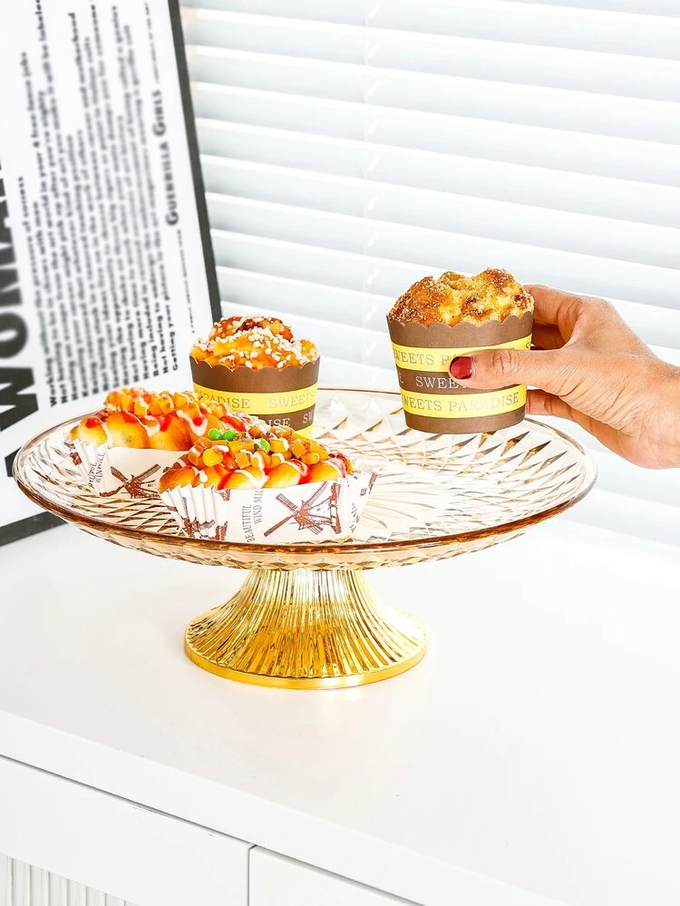 1pc PS Snack Tray, European Style Clear Round Kitchen Serving Tray For Home, Kitchen Christmas Gift