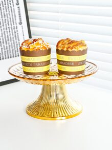 1 pieza Bandeja para aperitivos de PS, bandeja de servir redonda transparente de estilo europeo para el hogar, regalo de cocina navideño - Champán - Ver 5