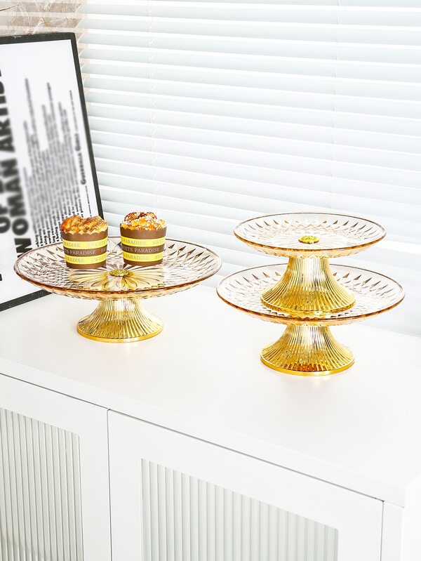 1pc PS Snack Tray, European Style Clear Round Kitchen Serving Tray For Home, Kitchen Christmas Gift